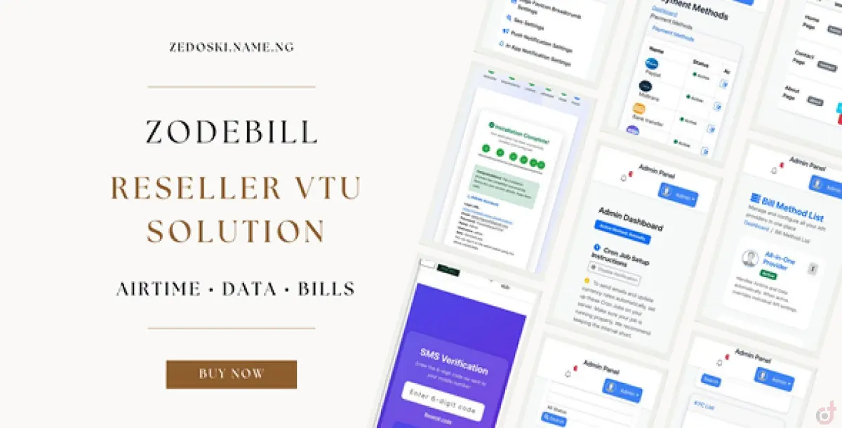 ZodeBill – VTU And Bills Payment Web App